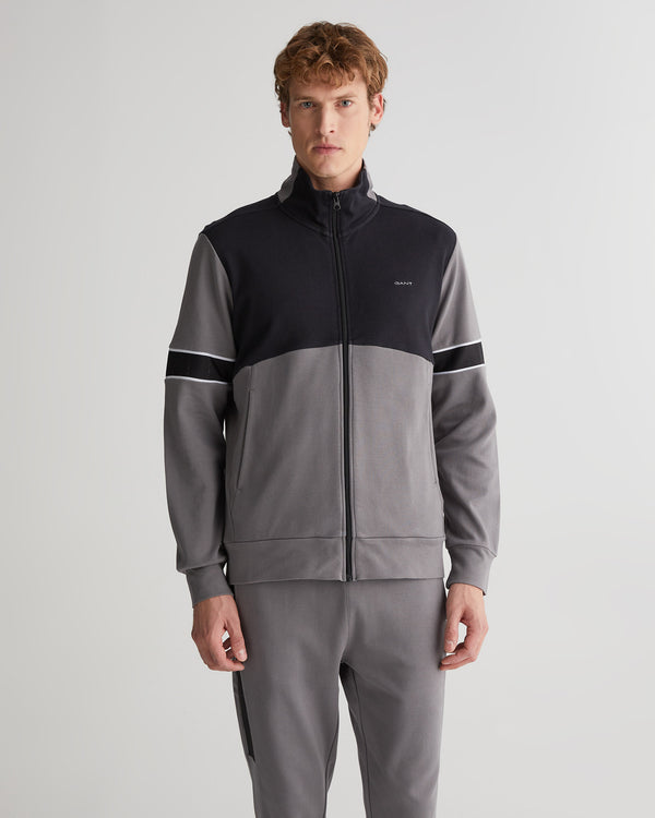 Bawełniana bluza męska z zamkiem regular fit szara