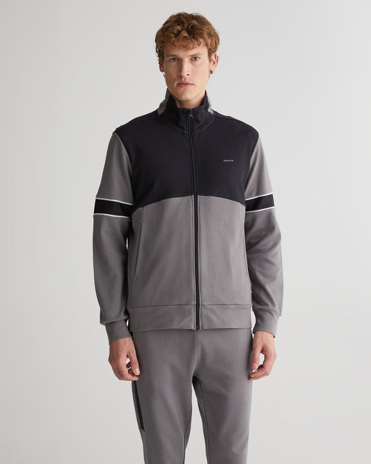 Bawełniana bluza męska z zamkiem regular fit szara