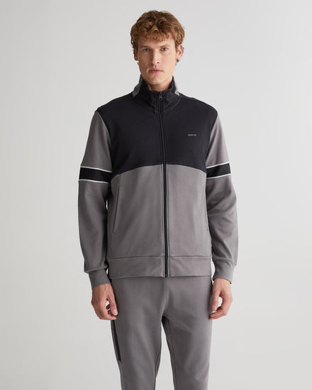 Bawełniana bluza męska z zamkiem regular fit szara