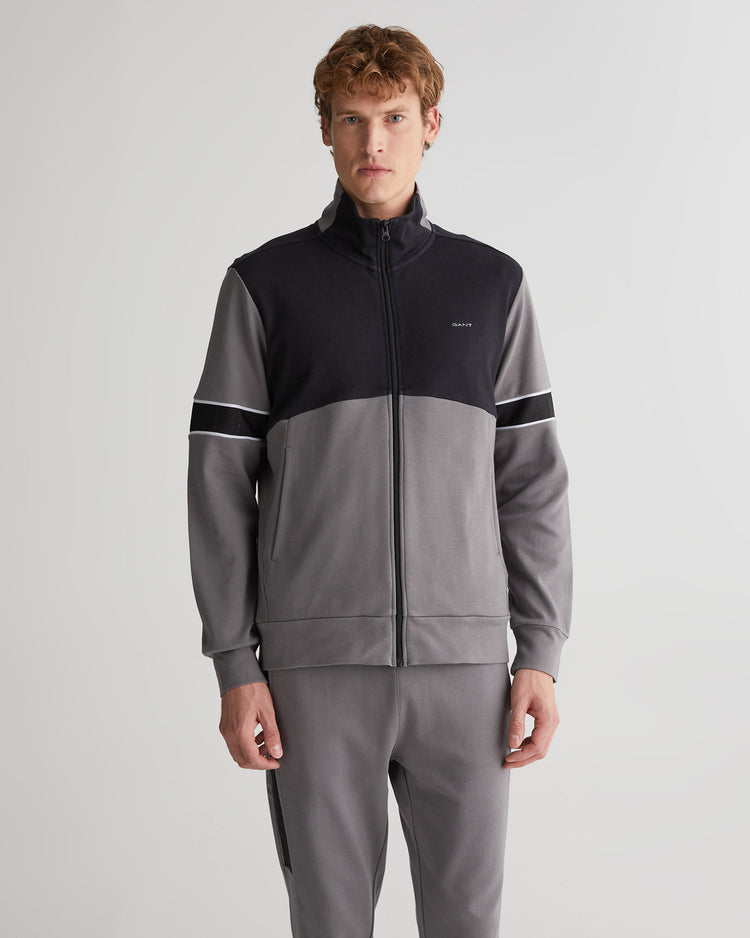 Bawełniana bluza męska z zamkiem regular fit szara