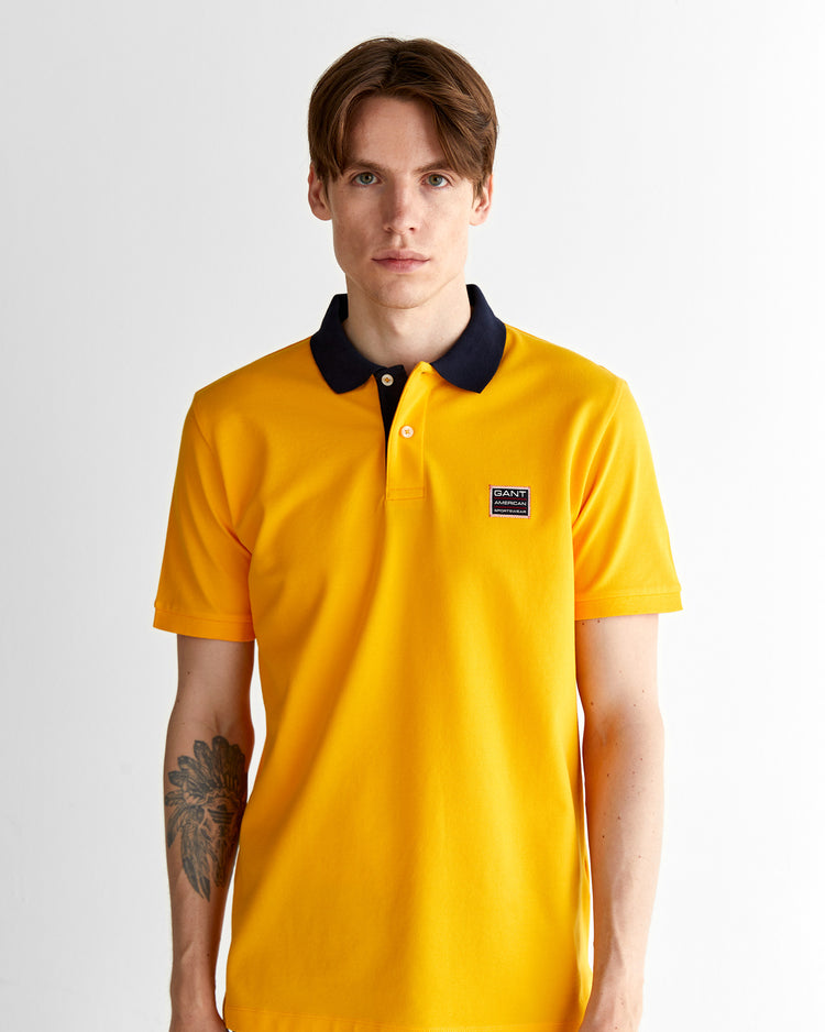 Męski żółty regular fit polo