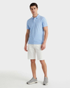 Bawełniany polo męski w paski z krótkim rękawem regular fit