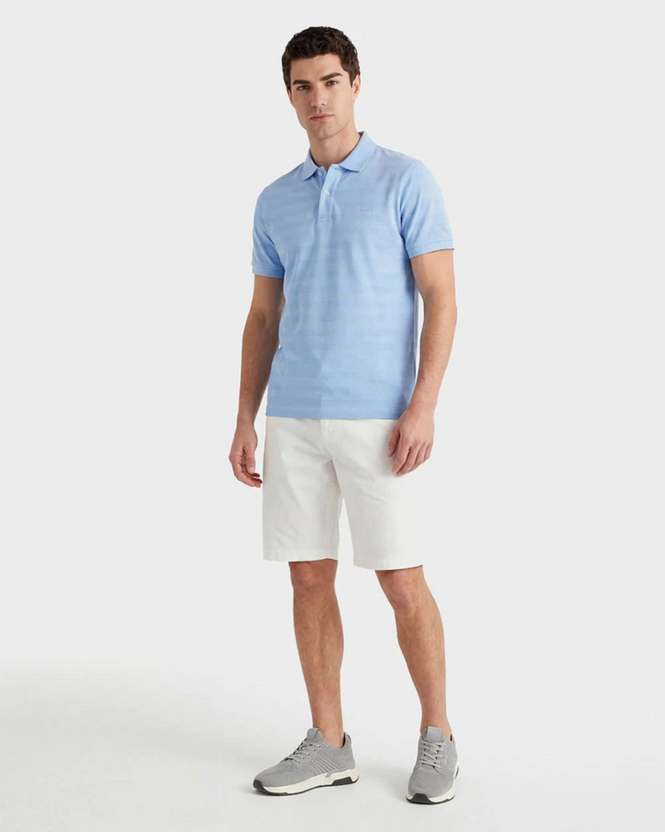 Bawełniany polo męski w paski z krótkim rękawem regular fit