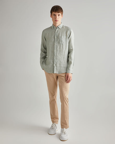 Koszula męska z długim rękawem regular fit zielona