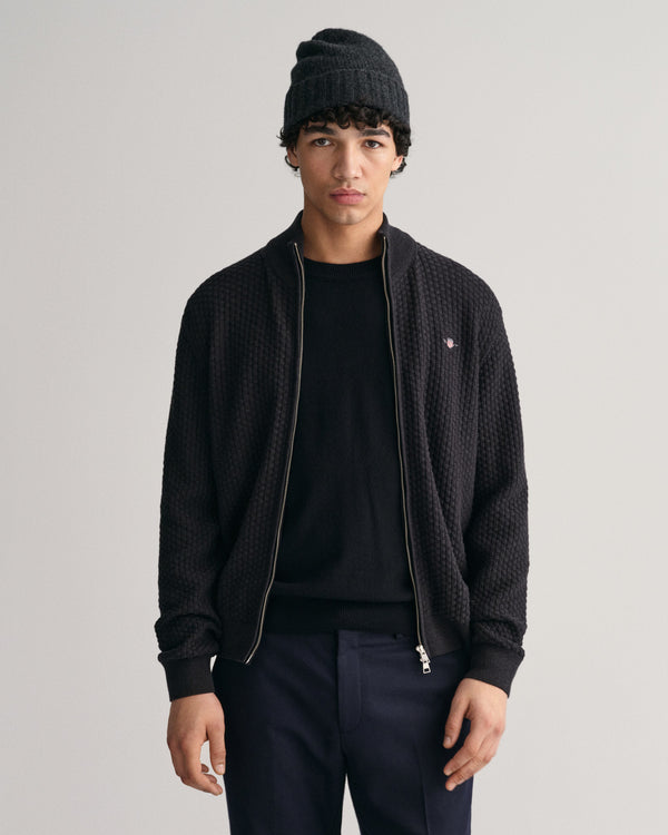 Bawełniany sweter rozpinany męski z zamkiem regular fit szary