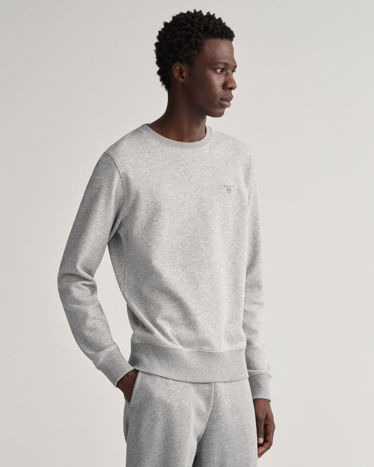 Bluza męska z okrągłym kołnierzykiem regular fit szara