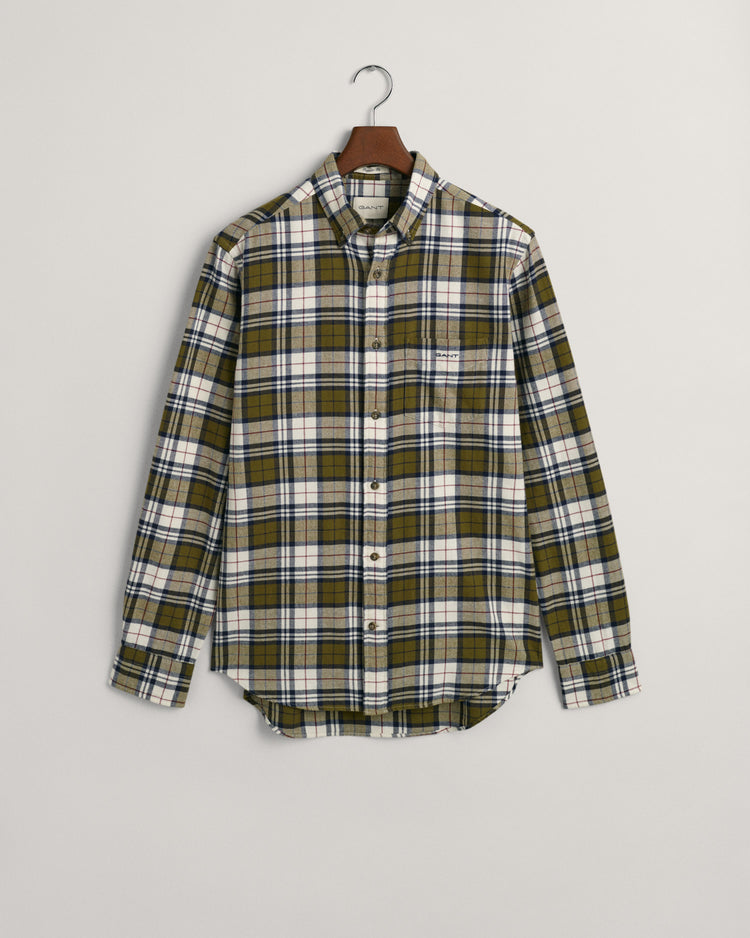 Bawełniana koszula męska w kratkę z długim rękawem regular fit