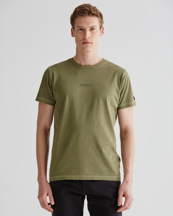 Bawełniany t-shirt męski z nadrukiem regular fit zielony