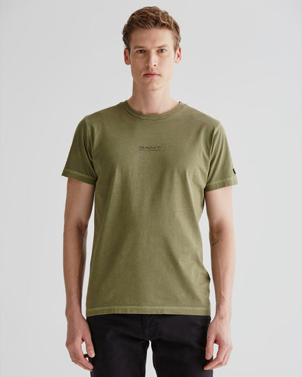 Bawełniany t-shirt męski z nadrukiem regular fit zielony