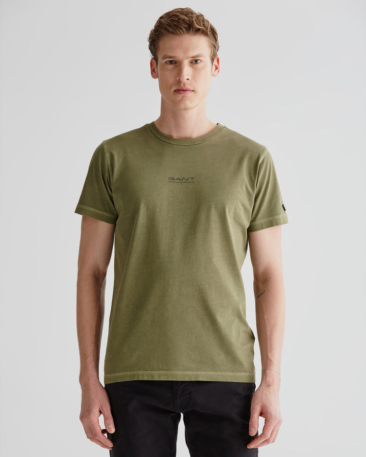 Bawełniany t-shirt męski z nadrukiem regular fit zielony