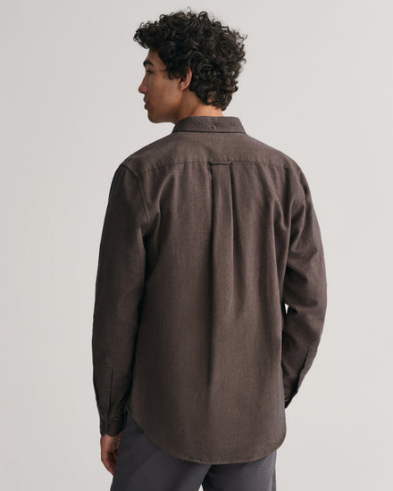 Bawełniana koszula męska z długim rękawem regular fit brązowa