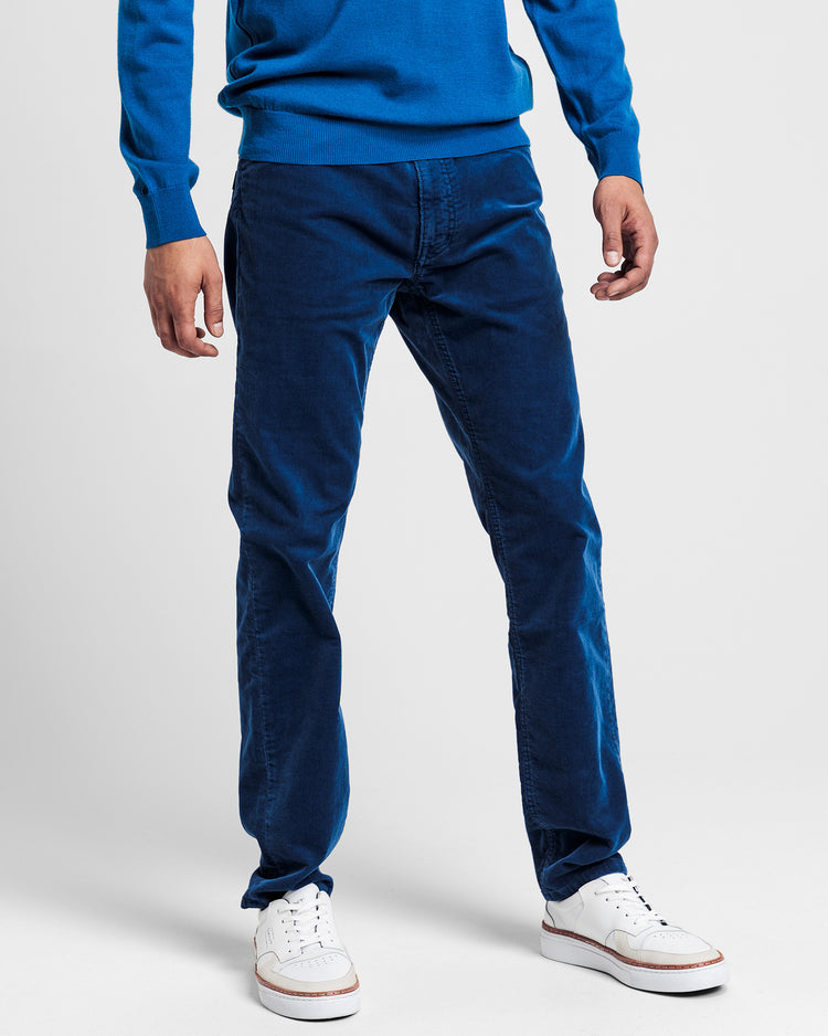 Jeansy męskie sztruksowe slim z 5 kieszeniami