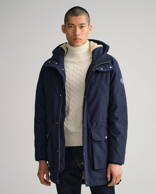 Męski granatowy regular fit kurtka z kapturem