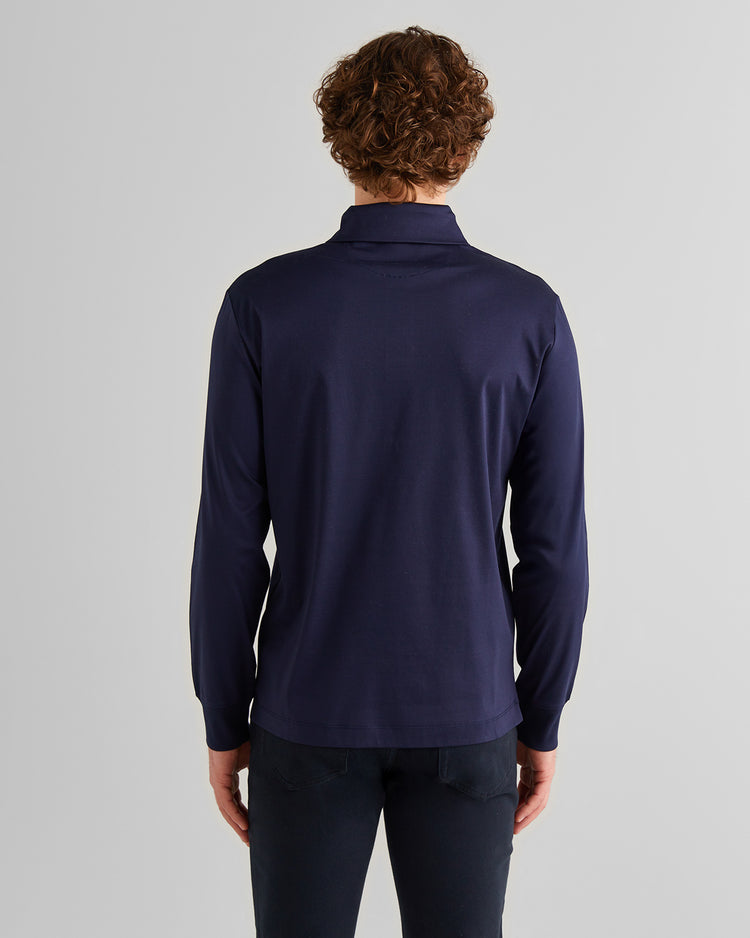Koszulka polo męska z długim rękawem regular fit granatowa