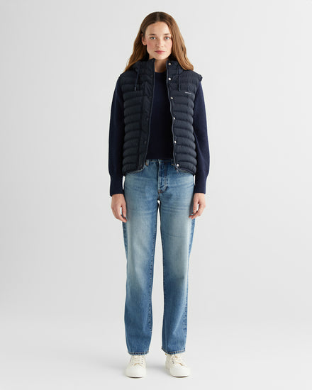 Bezrękawnik damski z kapturem regular fit granatowy