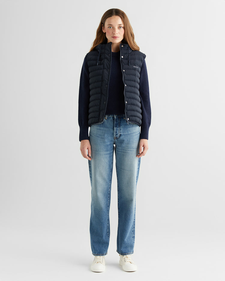 Bezrękawnik damski z kapturem regular fit granatowy