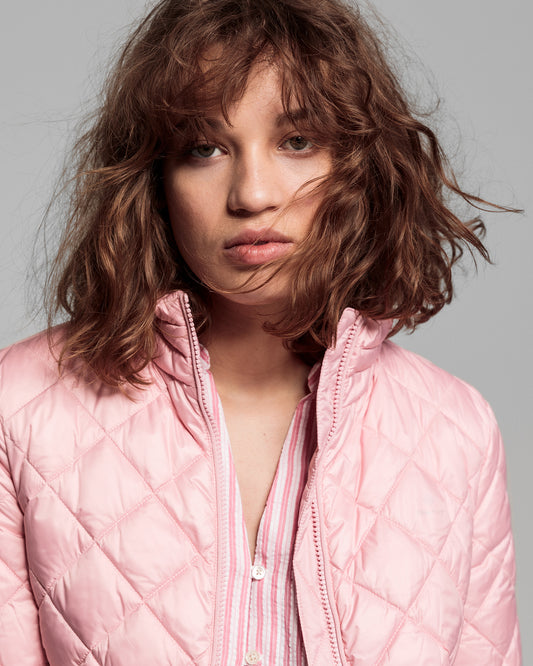 Kurtka damska z zamkiem z długim rękawem różowa