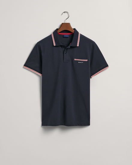 Polo męskie z kołnierzykiem polo krótki rękaw regular fit granatowe