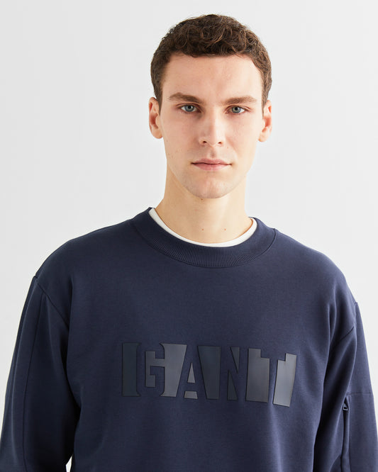 Bawełniana bluza męska z nadrukiem relaxed fit granatowa