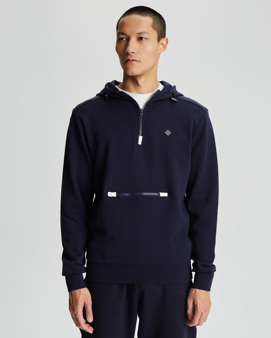 Bawełniana bluza męska z kapturem regular fit granatowa