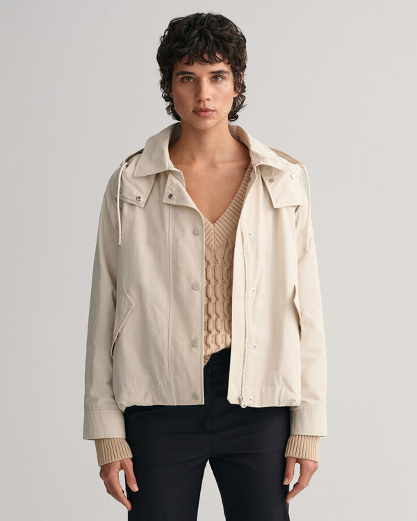 Kurtka damska z zamkiem z długim rękawem regular fit beżowa