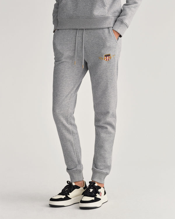 Spodnie dresowe damskie z nadrukiem slim fit szare