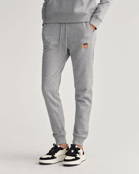 Spodnie dresowe damskie z nadrukiem slim fit szare
