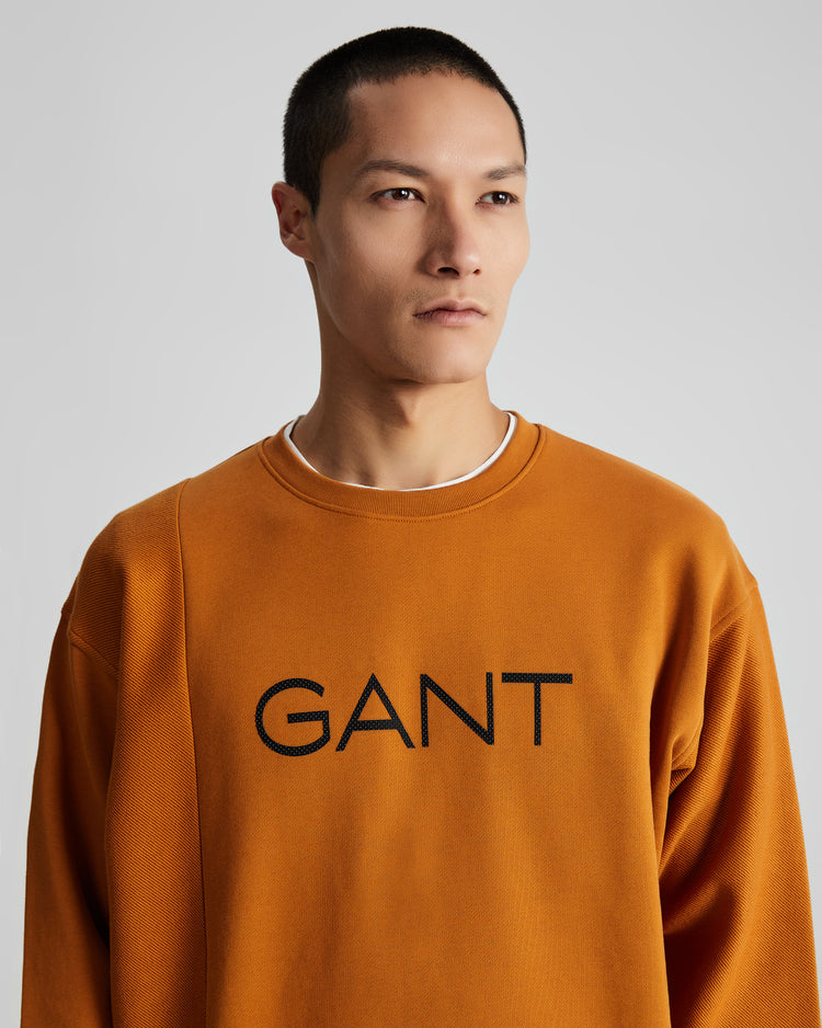 Bawełniana bluza męska z nadrukiem regular fit pomarańczowa