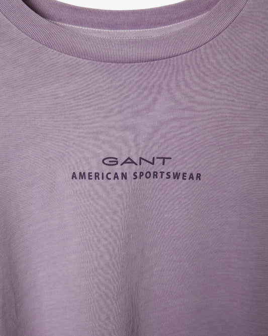 Bawełniana koszulka damska z nadrukiem regular fit fioletowa