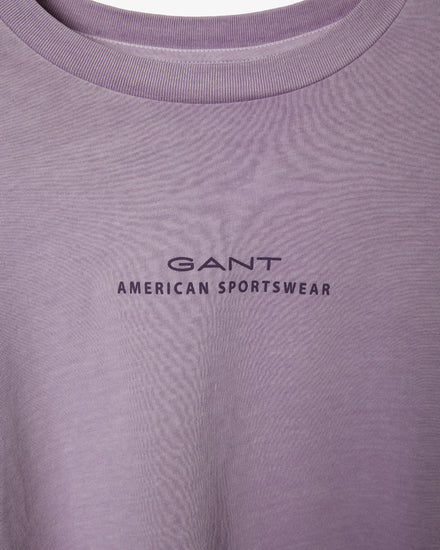 Bawełniana koszulka damska z nadrukiem regular fit fioletowa