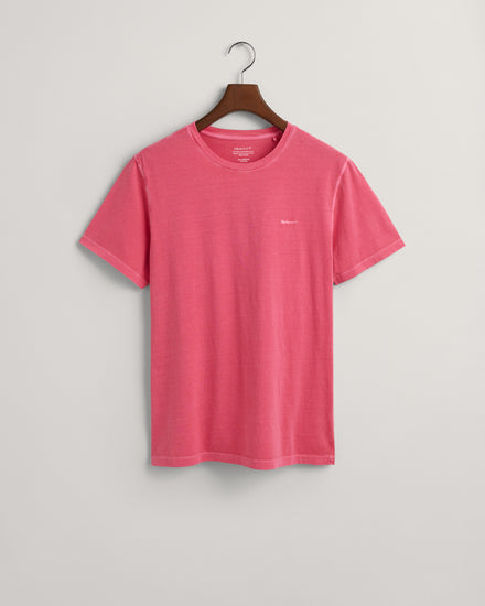 Bawełniany t-shirt męski z okrągłym kołnierzykiem relaxed fit różowy