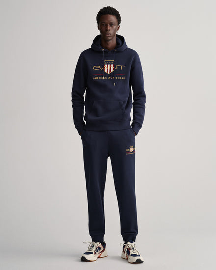 Bluza męska z kapturem z nadrukiem regular fit granatowa