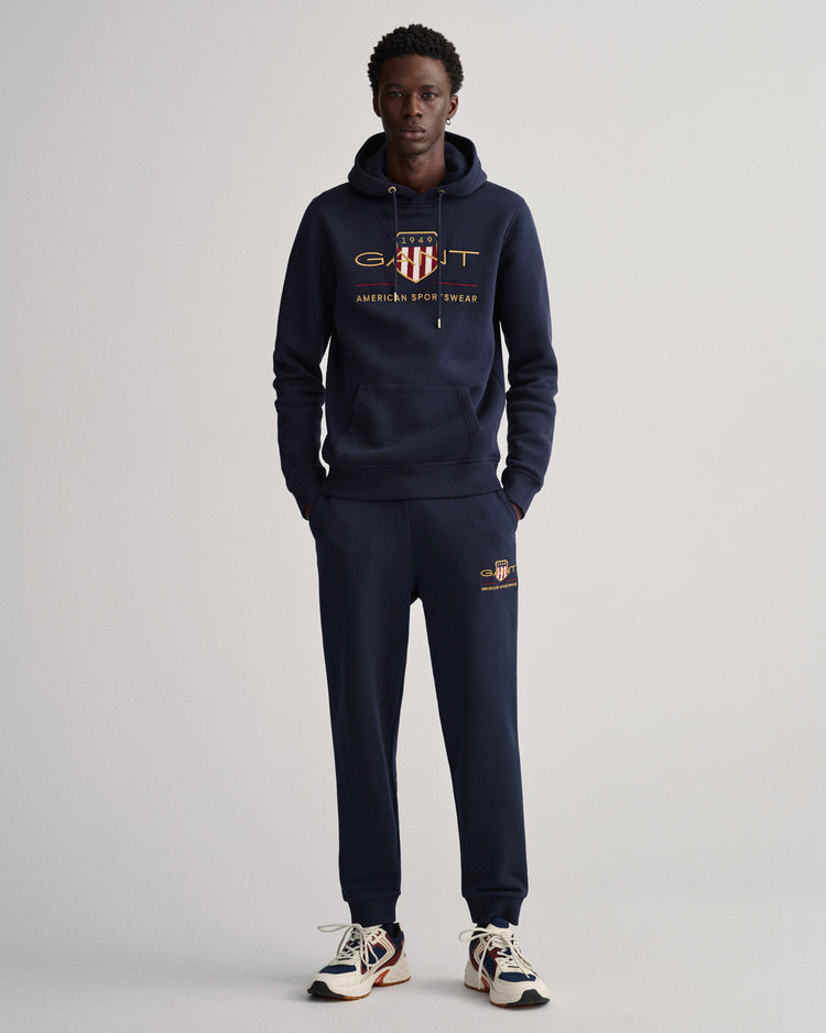 Bluza męska z kapturem z nadrukiem regular fit granatowa