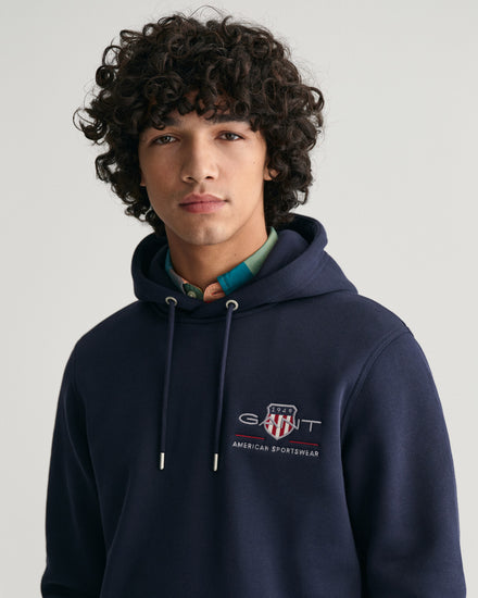 Bluza męska z kapturem z nadrukiem regular fit granatowa