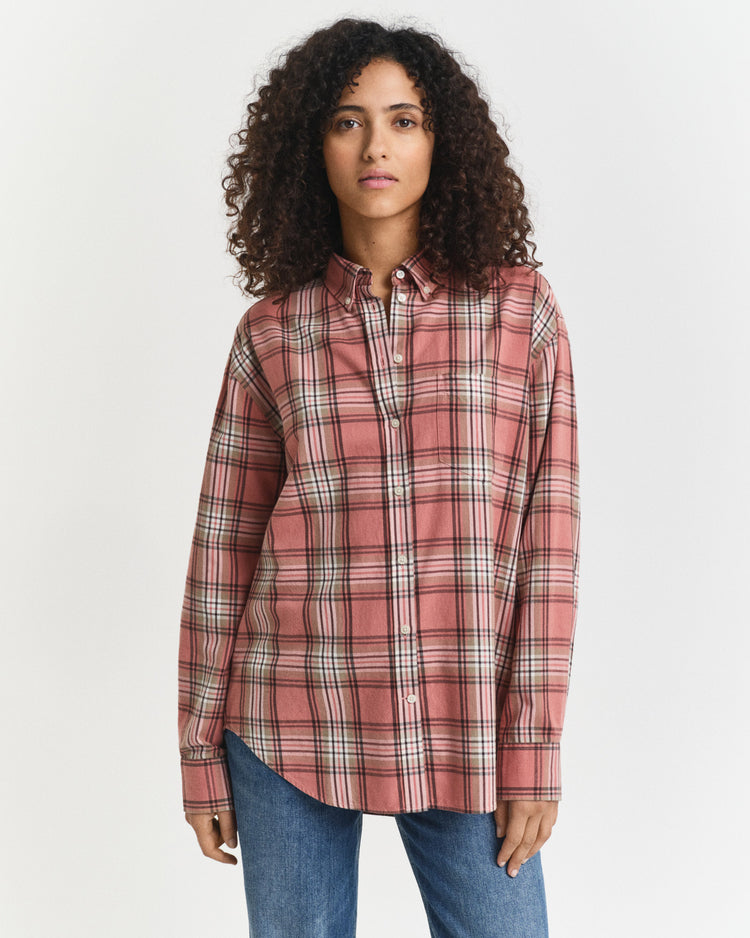 Flanelowa koszula w kratę o kroju relaxed fit