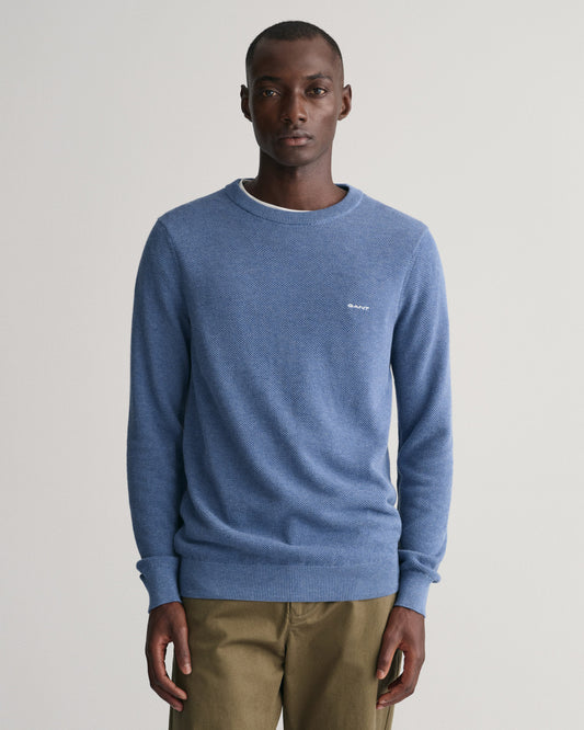 Sweter męski z okrągłym dekoltem regular fit niebieski