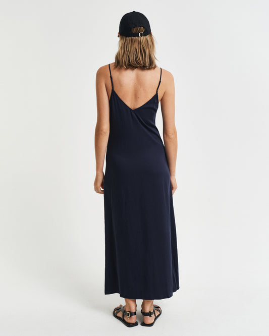 Sukienka damska z dekoltem V bez rękawów regular fit granatowa