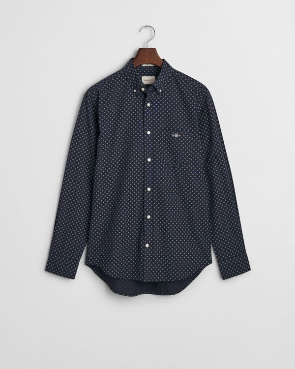 Męska niebieska koszula regular fit z nadrukiem