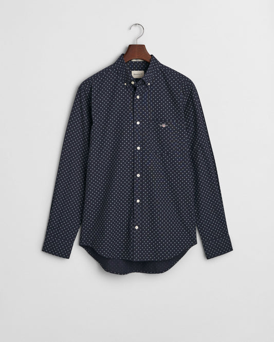 Męska niebieska koszula regular fit z nadrukiem