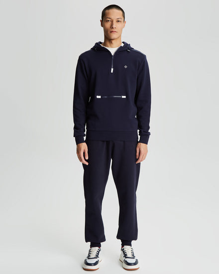 Bawełniana bluza męska z kapturem regular fit granatowa