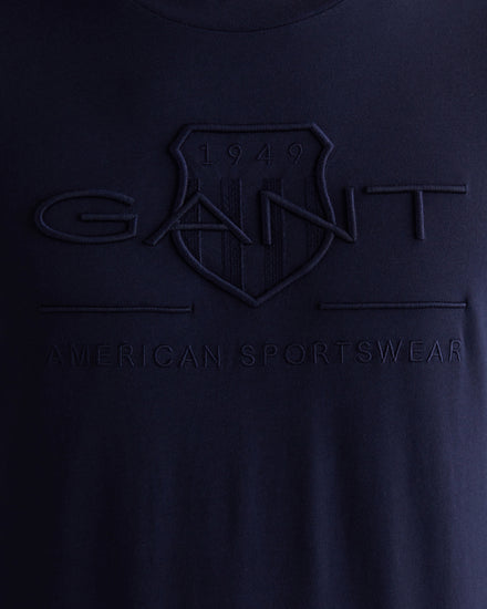 T-shirt męski z okrągłym dekoltem regular fit granatowy