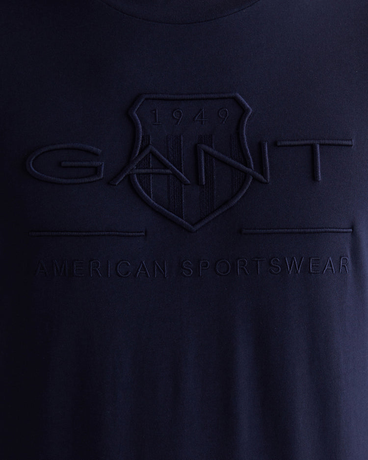 T-shirt męski z okrągłym dekoltem regular fit granatowy