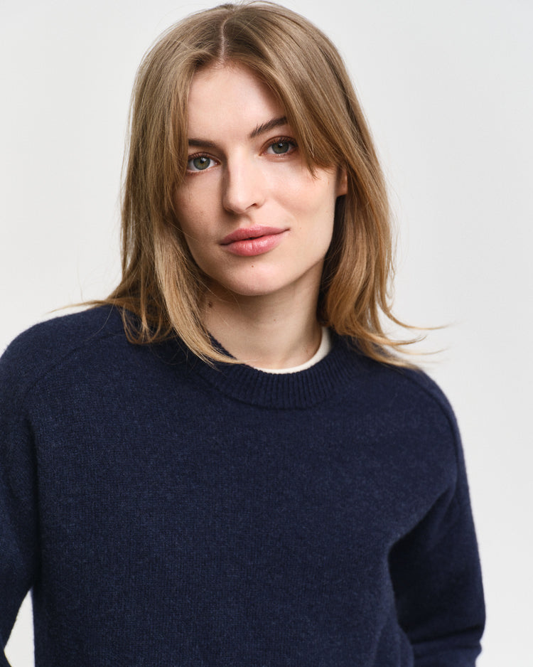 Sweter z jodełką z okrągłym dekoltem