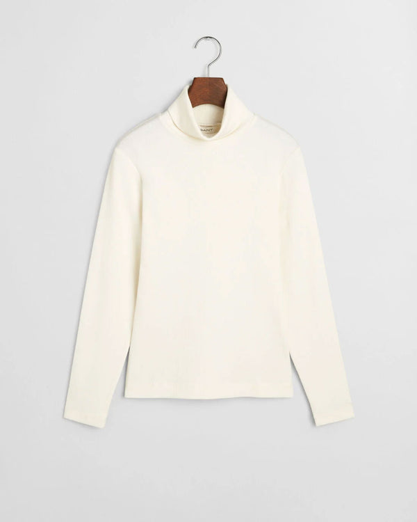 Koszulka damska z golfem z długim rękawem regular fit biała