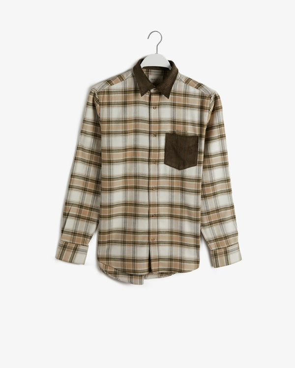 Koszula męska w kratkę z długim rękawem regular fit brązowa