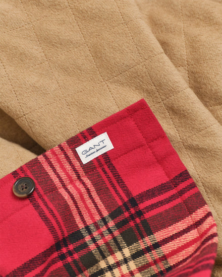 Kurtka męska w kratkę z kołnierzem koszulowym relaxed fit czerwona