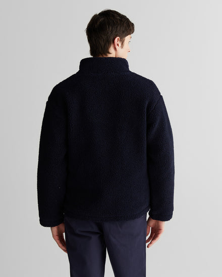 Kurtka męska z zamkiem i długim rękawem relaxed fit granatowa