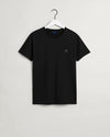Bawełniany t-shirt męski z nadrukiem, okrągły kołnierzyk slim fit czarny