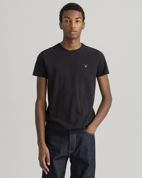 Bawełniany t-shirt męski z nadrukiem regular fit czarny