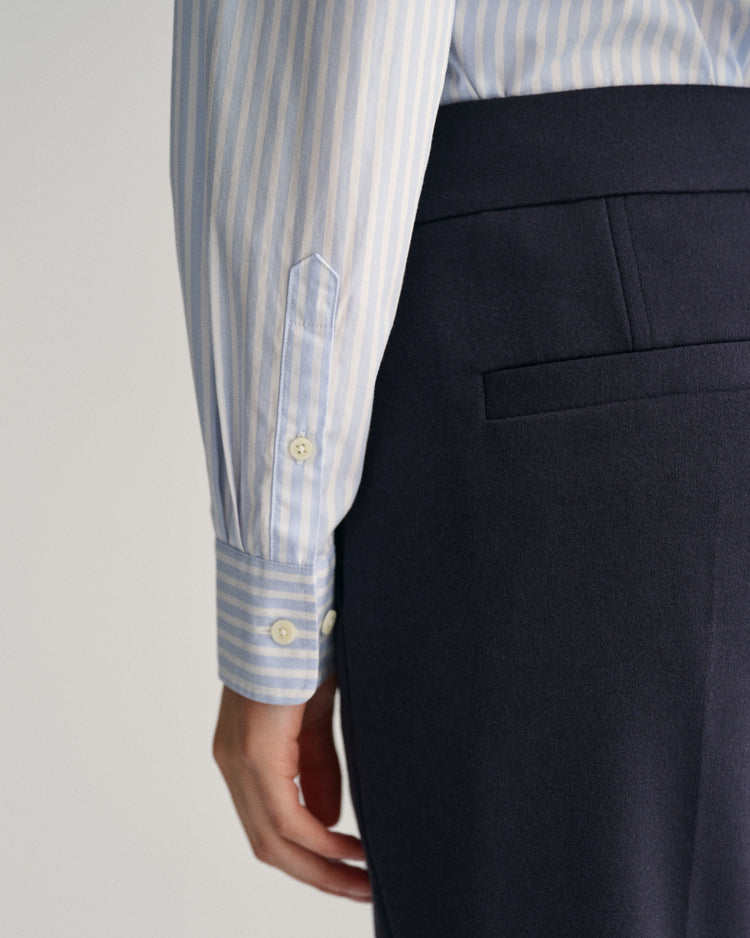 Bawełniana koszula damska w paski z długim rękawem regular fit